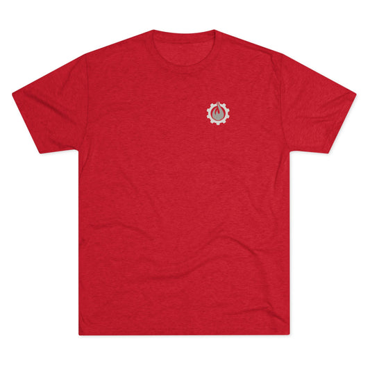 Fireball Gear - Flame & Gear - Gray & White - Triblend T-shirt