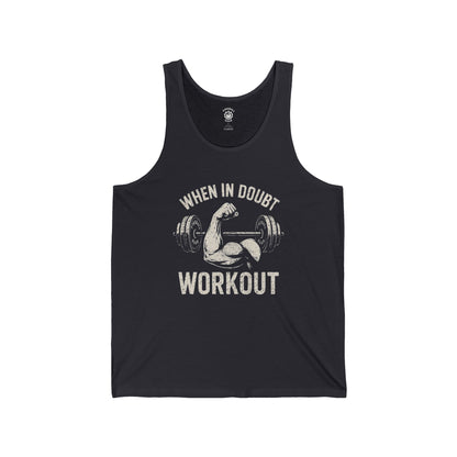 When in Doubt, Workout - Unisex Jersey Tank Top