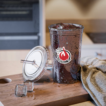 Fireball 3D - 16oz Insulated Acrylic Tumbler, with Lid and Straw