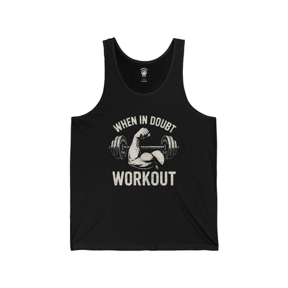 When in Doubt, Workout - Unisex Jersey Tank Top