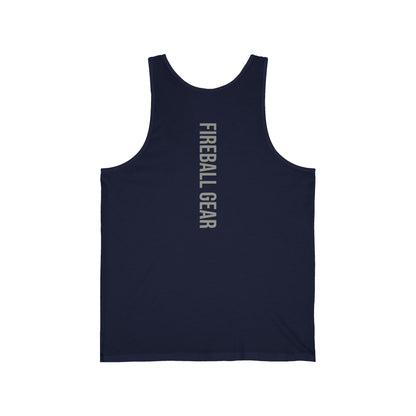 Fireball Gear – Flamme &amp; Ausrüstung – Grau &amp; Weiß – Unisex Jersey Tank Top