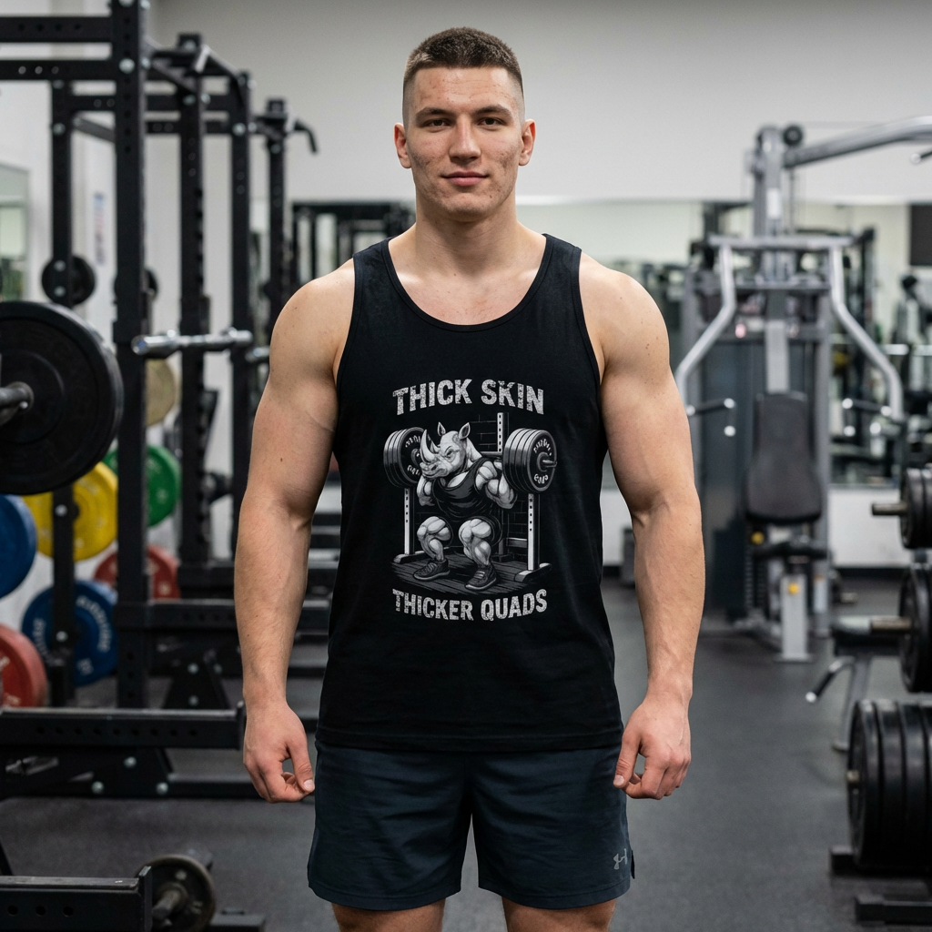 Beast Mode Series - Thick Skin, Thicker Quads - Fitness Jersey Tank Top