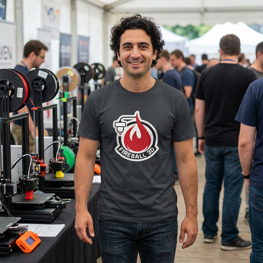 Fireball 3D Logo T-Shirt – Maker | 3D Printing Tee – Premium CVC – Fireball Gear
