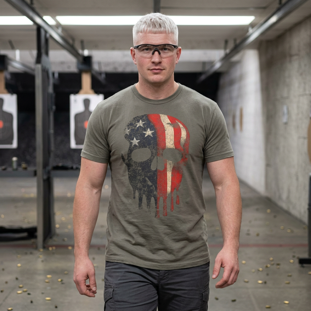 Painted Patriotic Skull - T-shirt