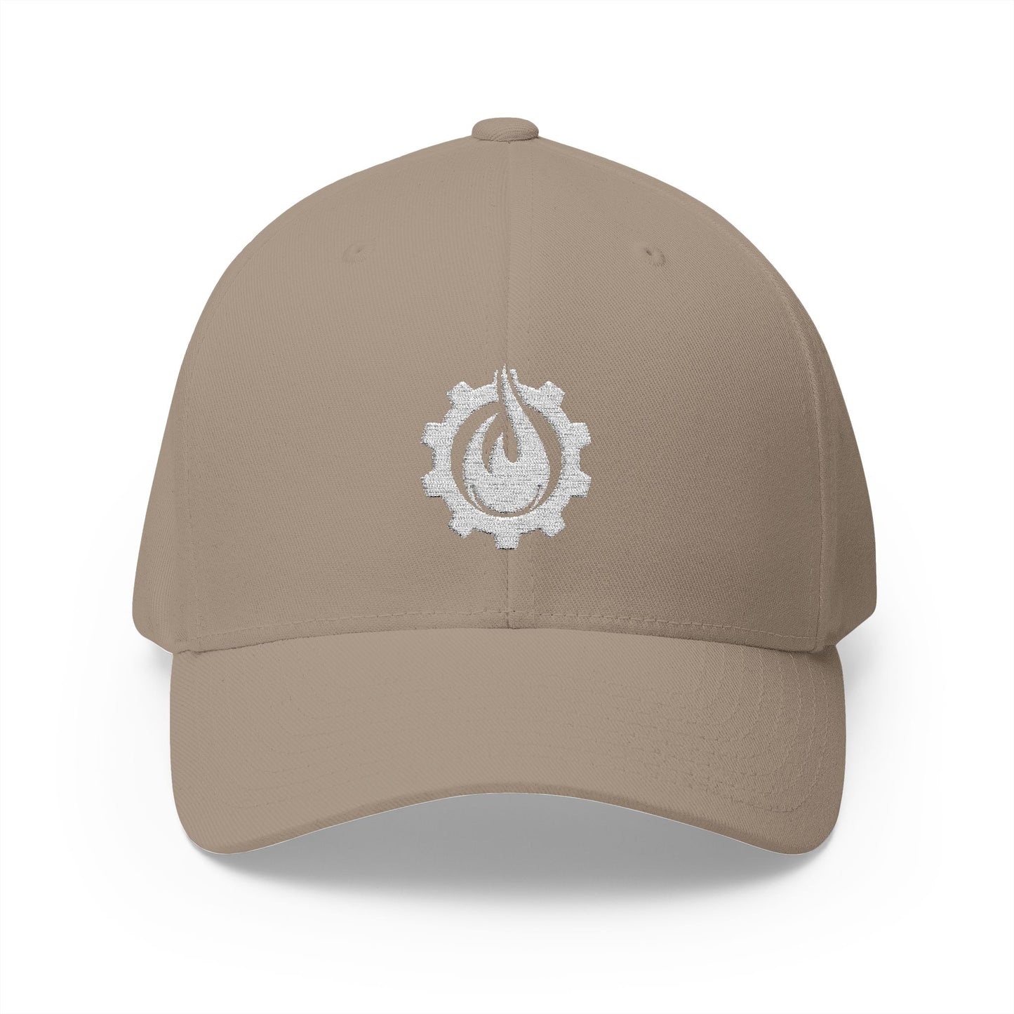 Fireball Gear - Flame & Gear - White - FlexFit Embroidered Baseball Cap