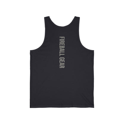 Fireball Gear – Flamme &amp; Ausrüstung – Grau &amp; Weiß – Unisex Jersey Tank Top