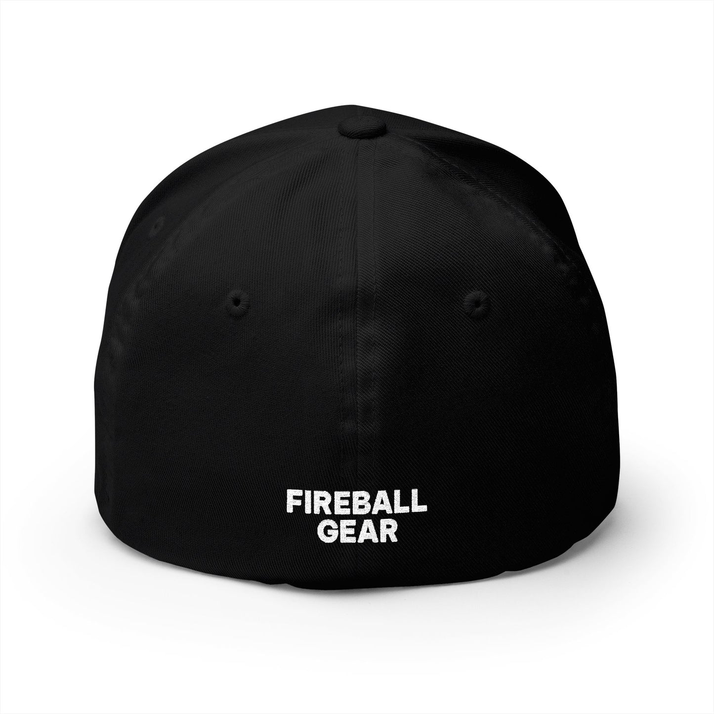 Fireball 3D - Brand Logo - Flame & Text - Red & White - Dark Colors - FlexFit Cap